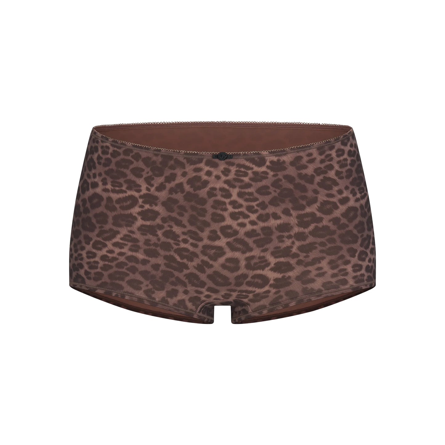 FITS EVERYBODY PICOT CAMI AND BOY SHORT SET | UMBER LEOPARD PRINT