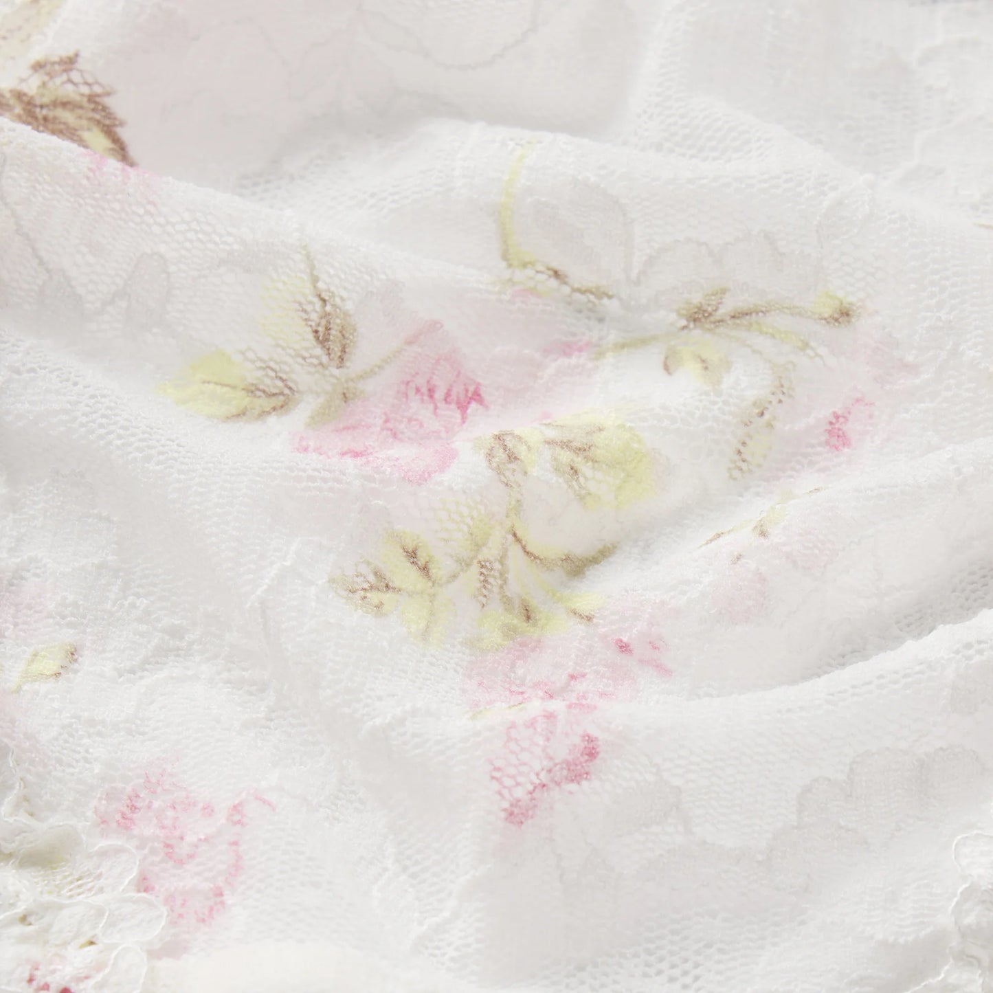 STRETCH LACE RUFFLE UNLINED BRA | SNOW VINTAGE FLORAL PRINT