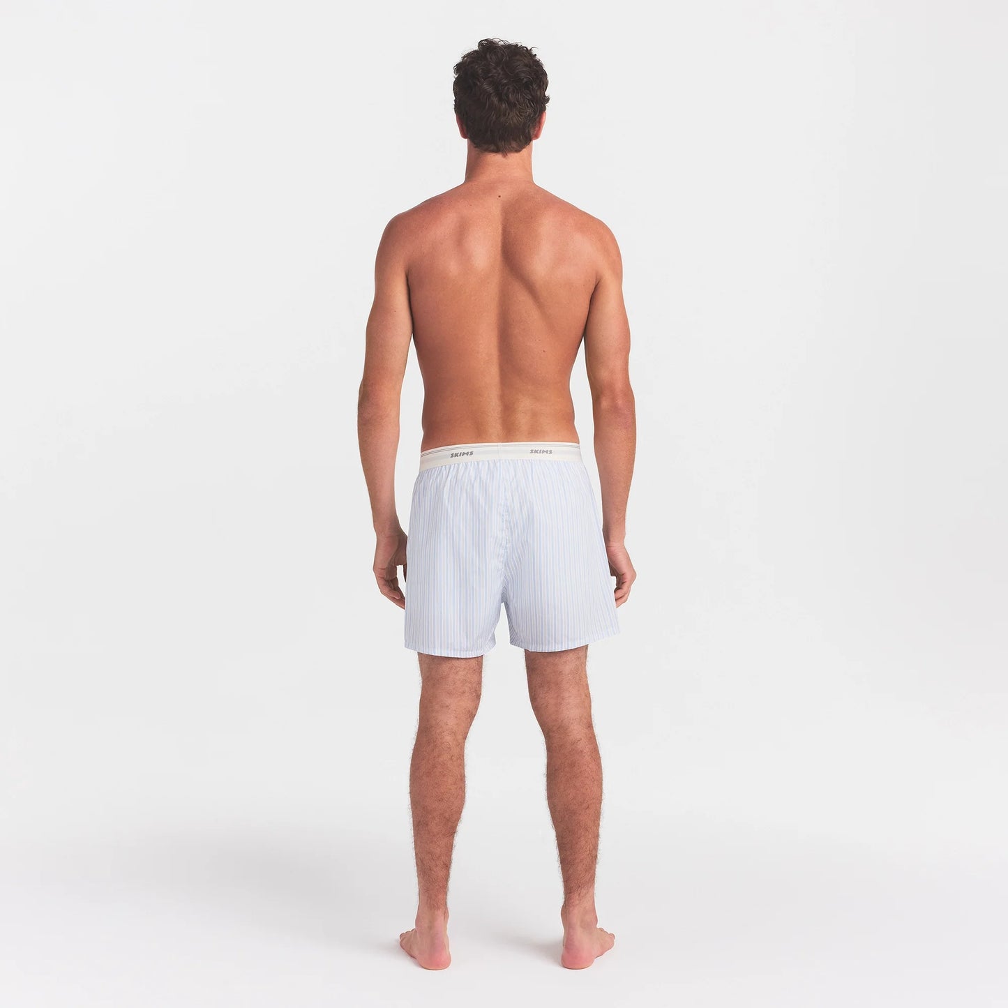 COTTON POPLIN MENS LOGO BAND BOXER | PLATINUM DOUBLE STRIPE