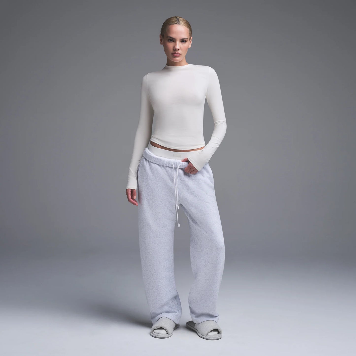 COTTON JERSEY LONG SLEEVE T-SHIRT | MARBLE