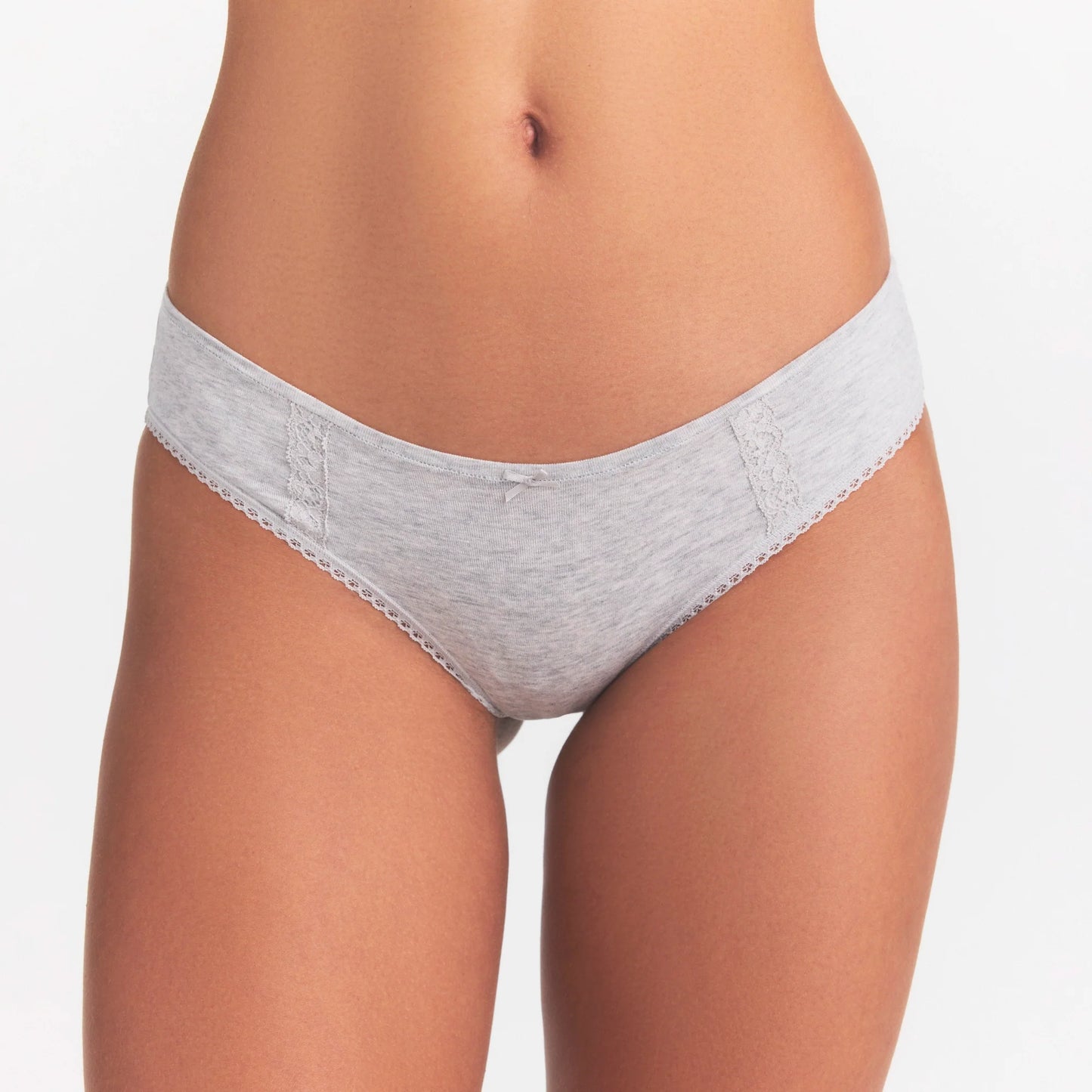 LIGHTWEIGHT COTTON LACE HIPSTER | LIGHT HEATHER GREY