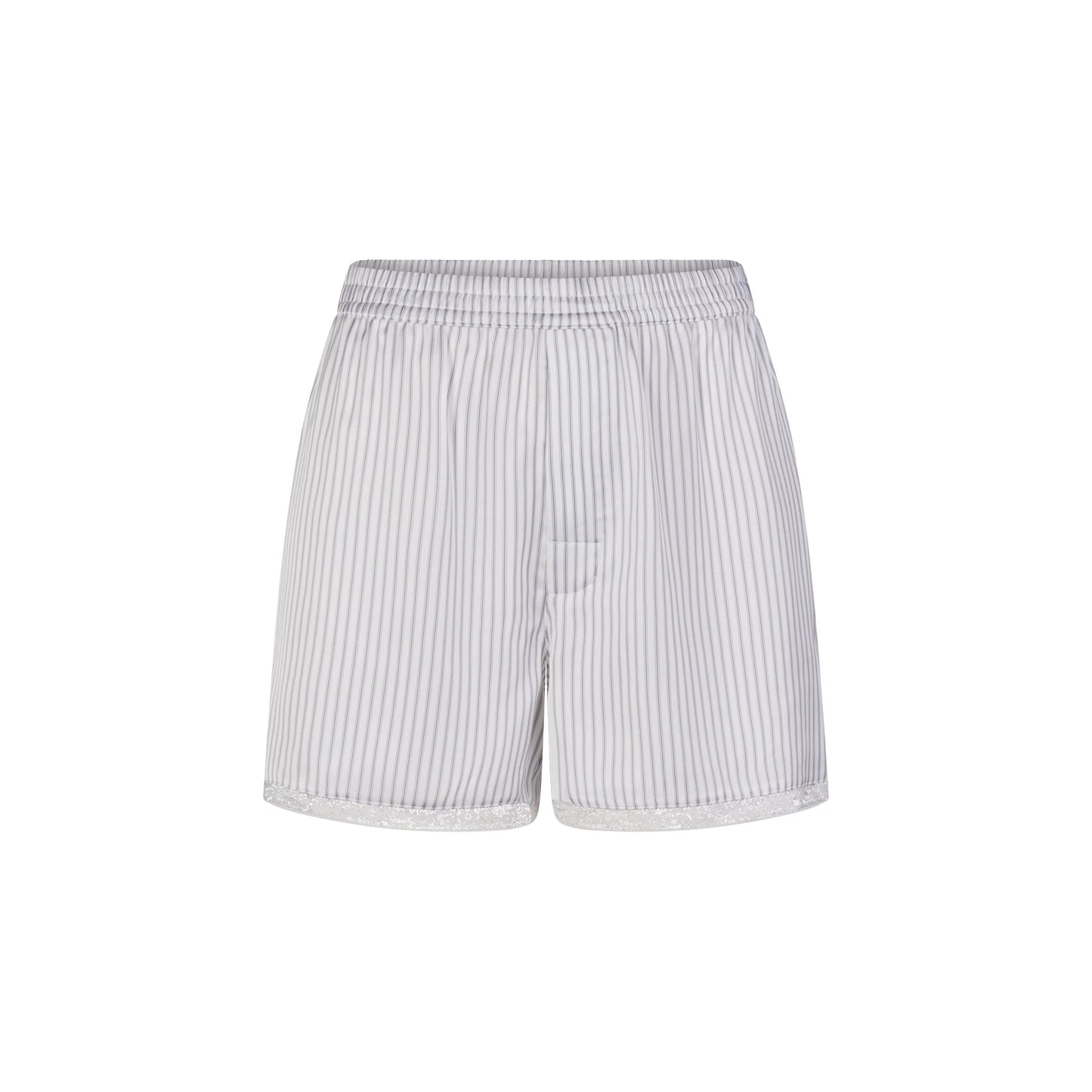 WOVEN SHINE LACE BOXER | SILVER TRIPLE PINSTRIPE