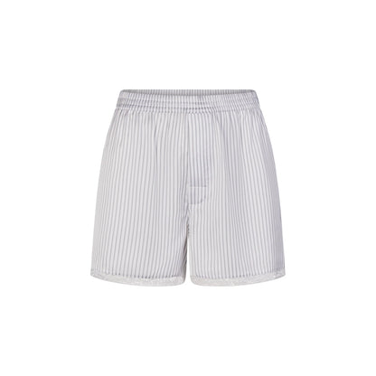 WOVEN SHINE LACE BOXER | SILVER TRIPLE PINSTRIPE