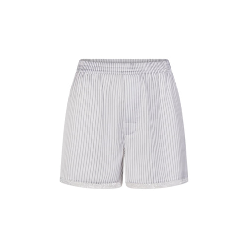 WOVEN SHINE LACE BOXER | SILVER TRIPLE PINSTRIPE