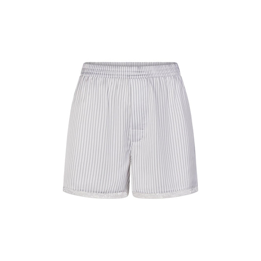 WOVEN SHINE LACE BOXER | SILVER TRIPLE PINSTRIPE