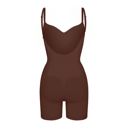 SEAMLESS SCULPT LOW BACK MID THIGH BODYSUIT | COCOA