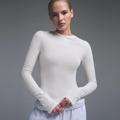 COTTON JERSEY LONG SLEEVE T-SHIRT | MARBLE