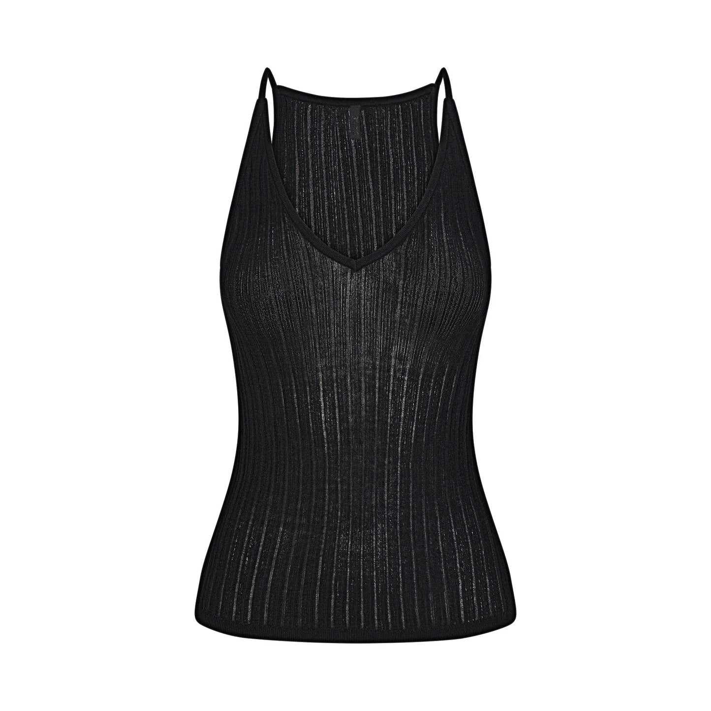 SHEER KNIT PLUNGE TANK | ONYX