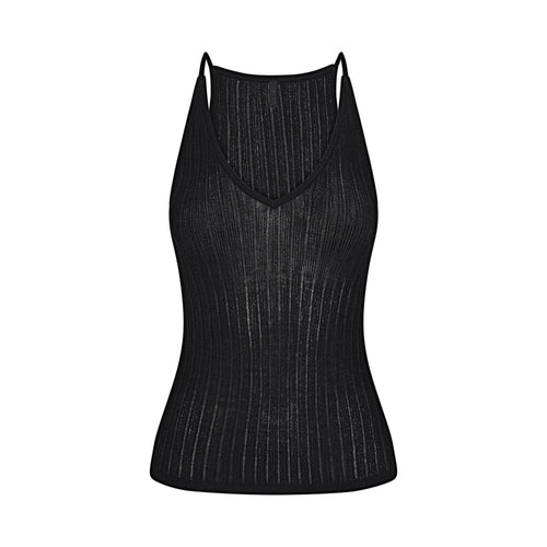 SHEER KNIT PLUNGE TANK | ONYX