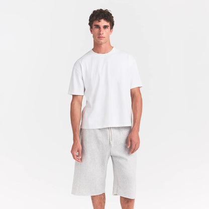 HEAVYWEIGHT COTTON MENS RELAXED CROPPED CREWNECK | CHALK