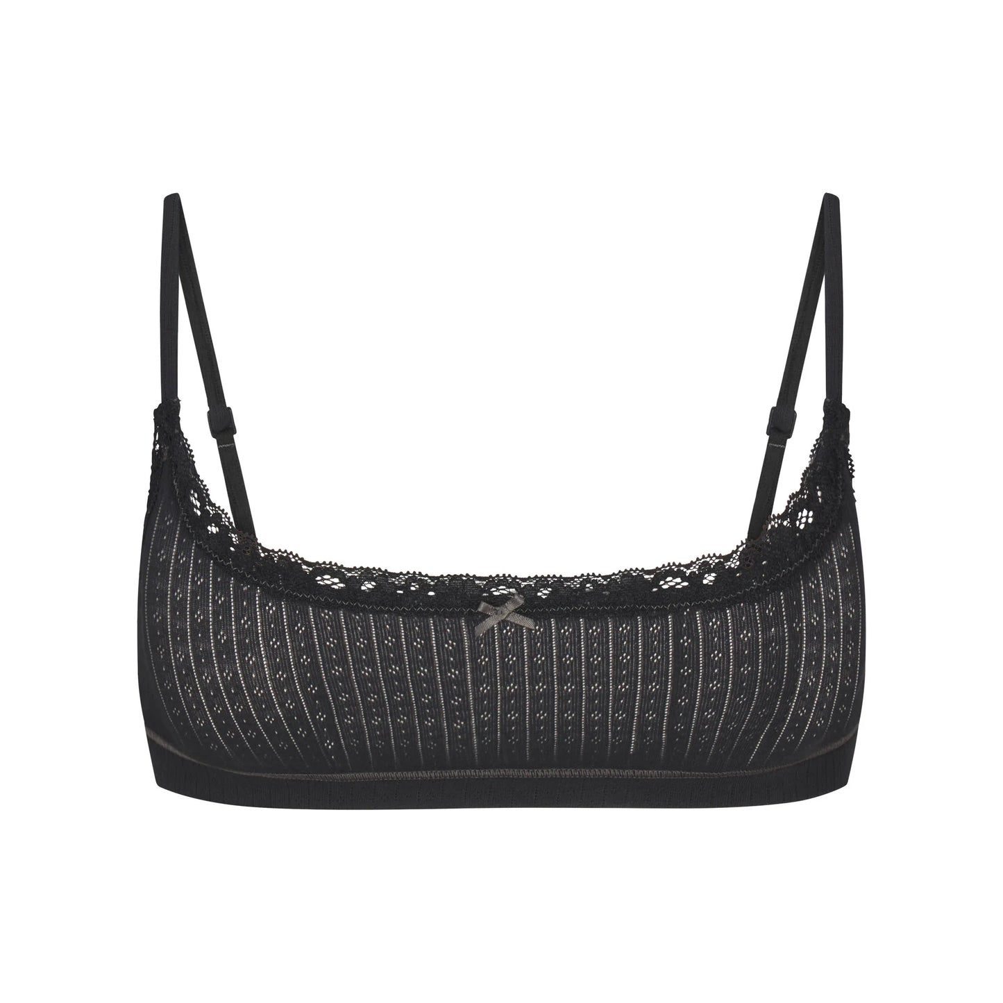 LIGHTWEIGHT COTTON POINTELLE SCOOP BRALETTE | SOOT TONAL