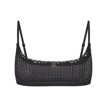 LIGHTWEIGHT COTTON POINTELLE SCOOP BRALETTE | SOOT TONAL