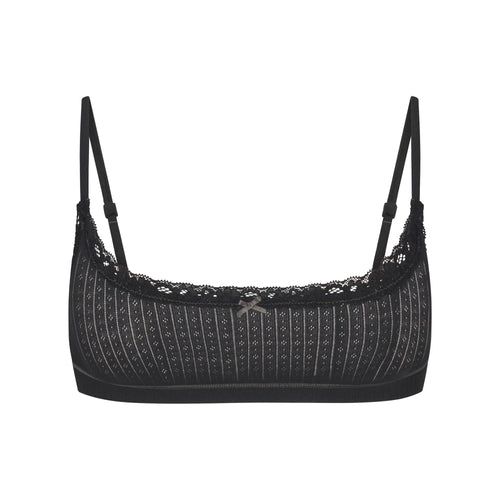 LIGHTWEIGHT COTTON POINTELLE SCOOP BRALETTE | SOOT TONAL