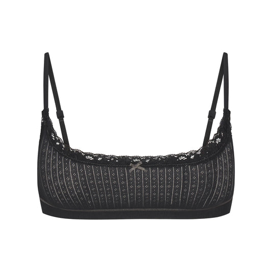 LIGHTWEIGHT COTTON POINTELLE SCOOP BRALETTE | SOOT TONAL