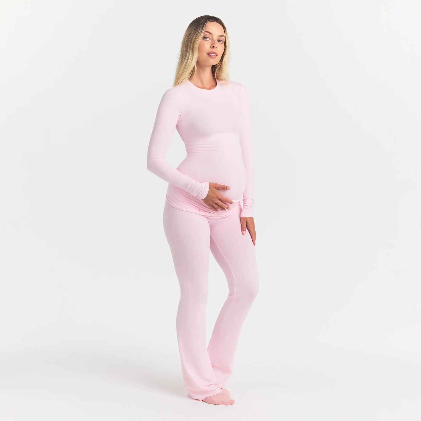 COTTON JERSEY MATERNITY FOLDOVER PANT | CHERRY BLOSSOM