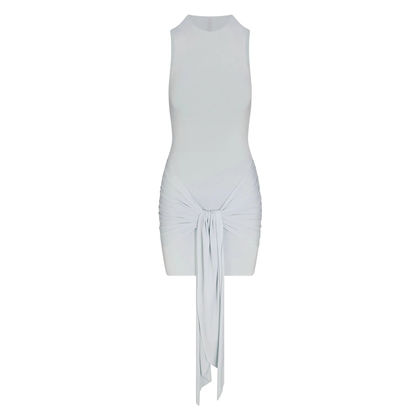 CUPRO JERSEY WRAP MINI DRESS | PEARL