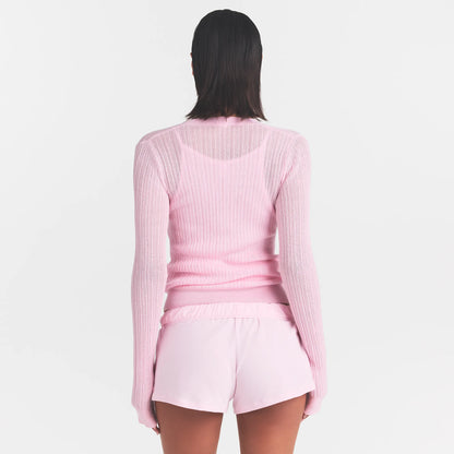 SHEER KNIT CARDIGAN | PEONY
