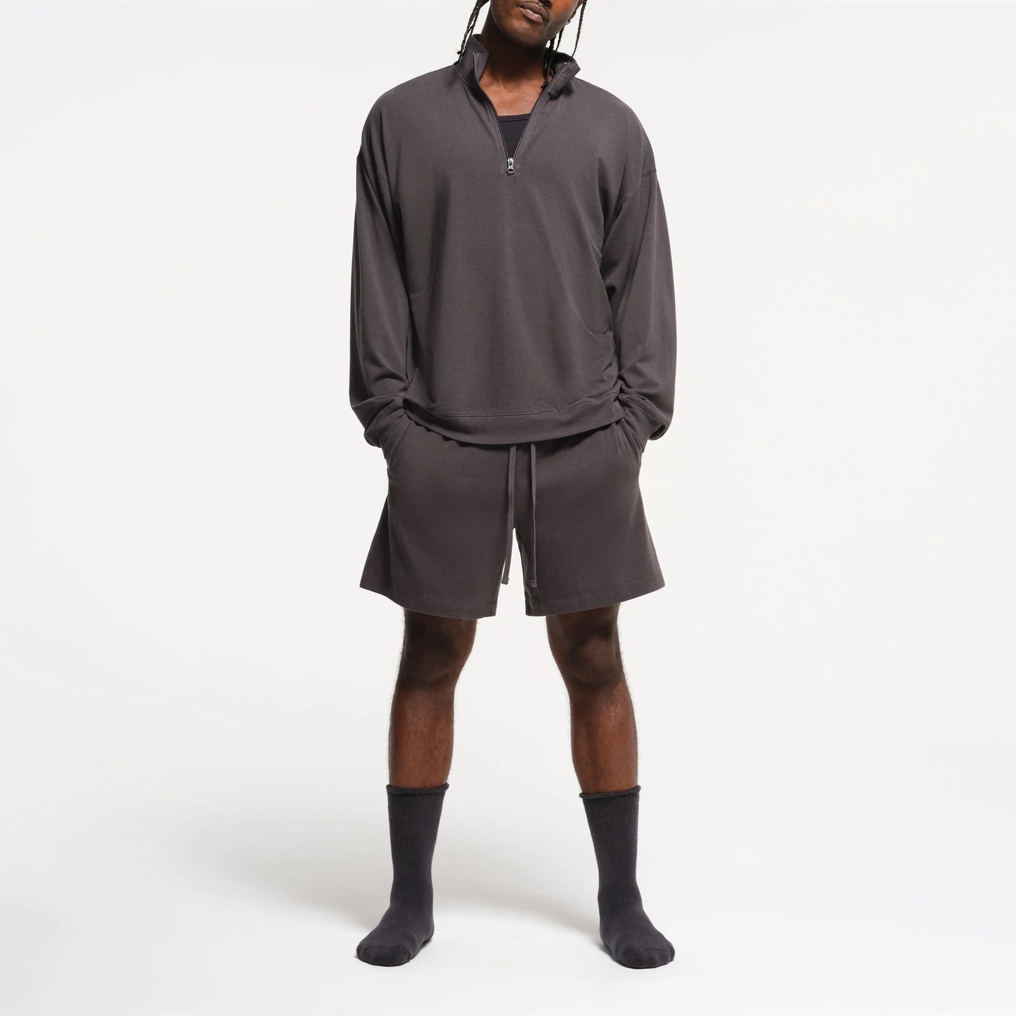 JERSEY LOUNGE MENS RELAXED QUARTER ZIP PULLOVER | ASH