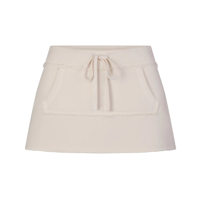 DRAPEY FRENCH TERRY MINI SKIRT | BUFF