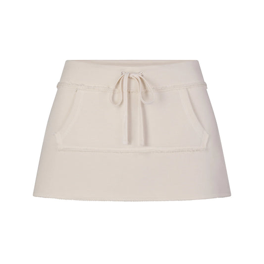 DRAPEY FRENCH TERRY MINI SKIRT | BUFF
