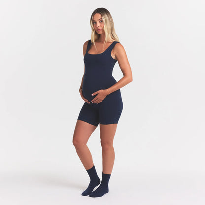 COTTON JERSEY MATERNITY ONESIE | NAVY