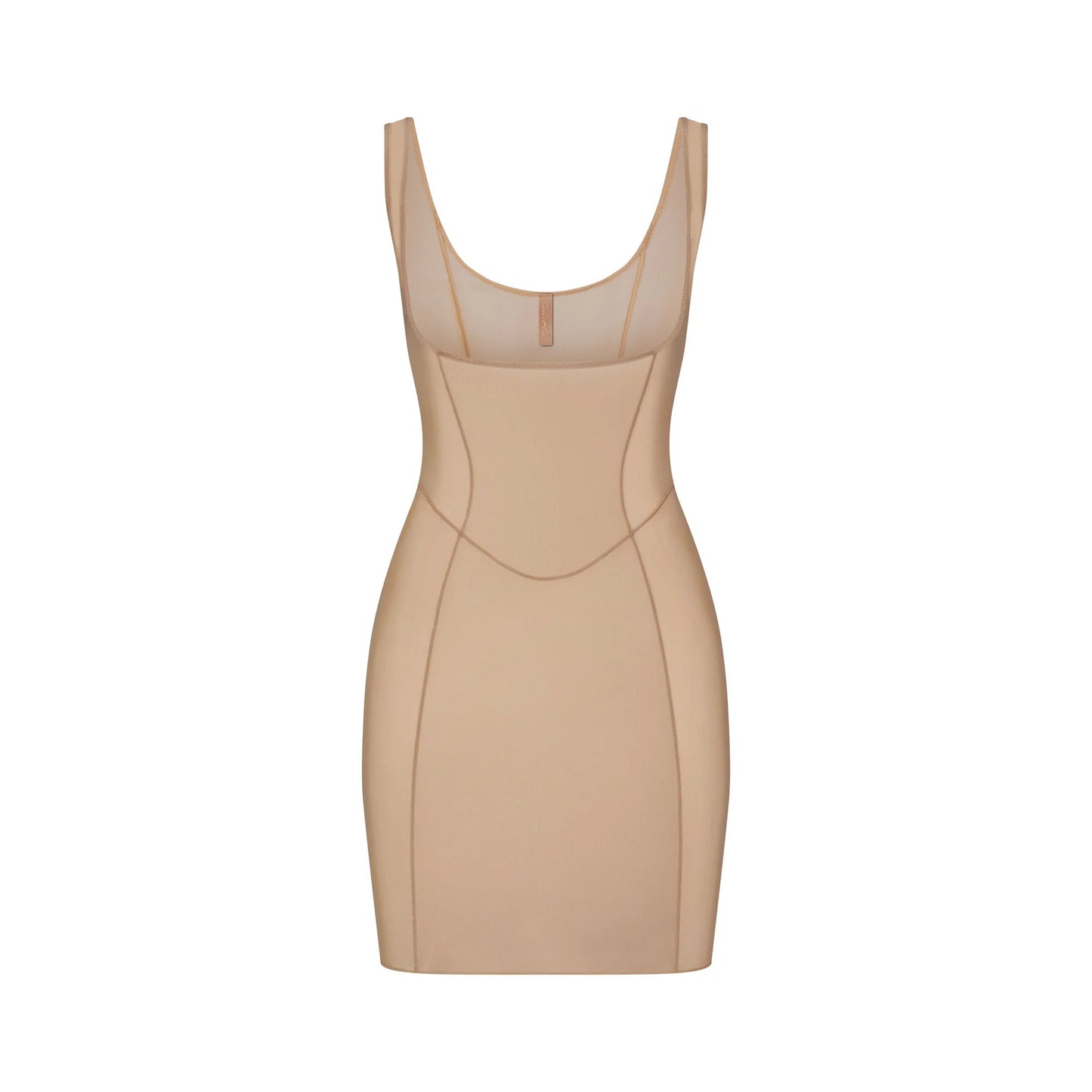POWER MESH SHAPEWEAR OPEN BUST SLIP DRESS | CLAY