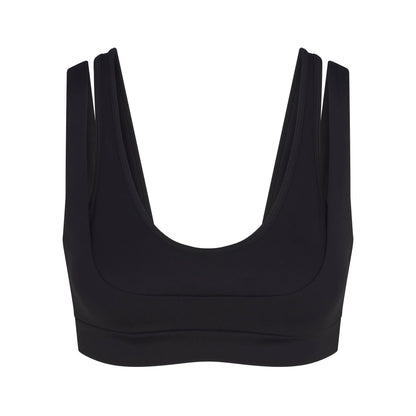 NikeSKIMS MATTE DOUBLE STRAP SCOOP BRA | OBSIDIAN