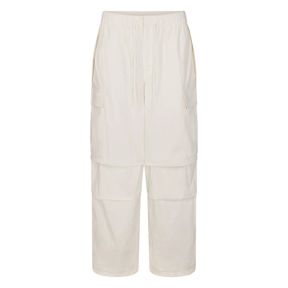 WOVEN COTTON OVERSIZED LOW RISE CARGO PANT | EGRET