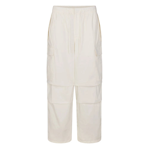 WOVEN COTTON OVERSIZED LOW RISE CARGO PANT | EGRET