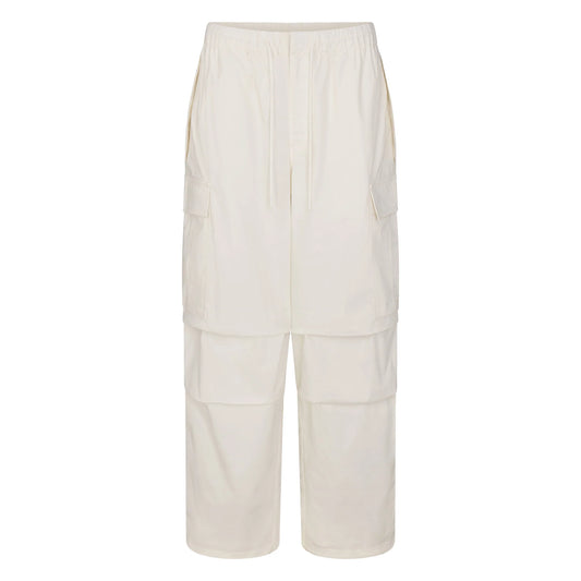 WOVEN COTTON OVERSIZED LOW RISE CARGO PANT | EGRET