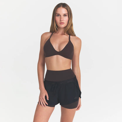 NikeSKIMS STUDIO STRETCH T-BACK TRIANGLE BRA | DARK ROAST