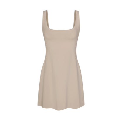 COTTON JERSEY MINI DRESS | STONE