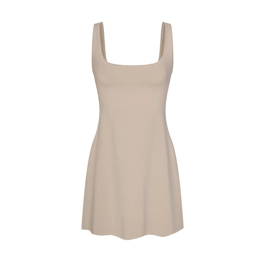 COTTON JERSEY MINI DRESS | STONE