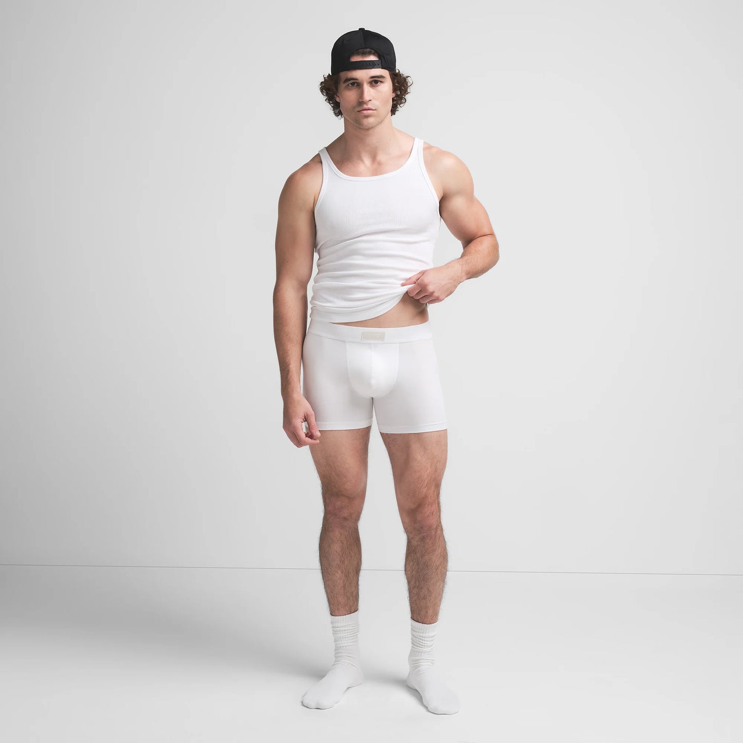 SKIMS COTTON MENS 3" BOXER BRIEF | CHALK