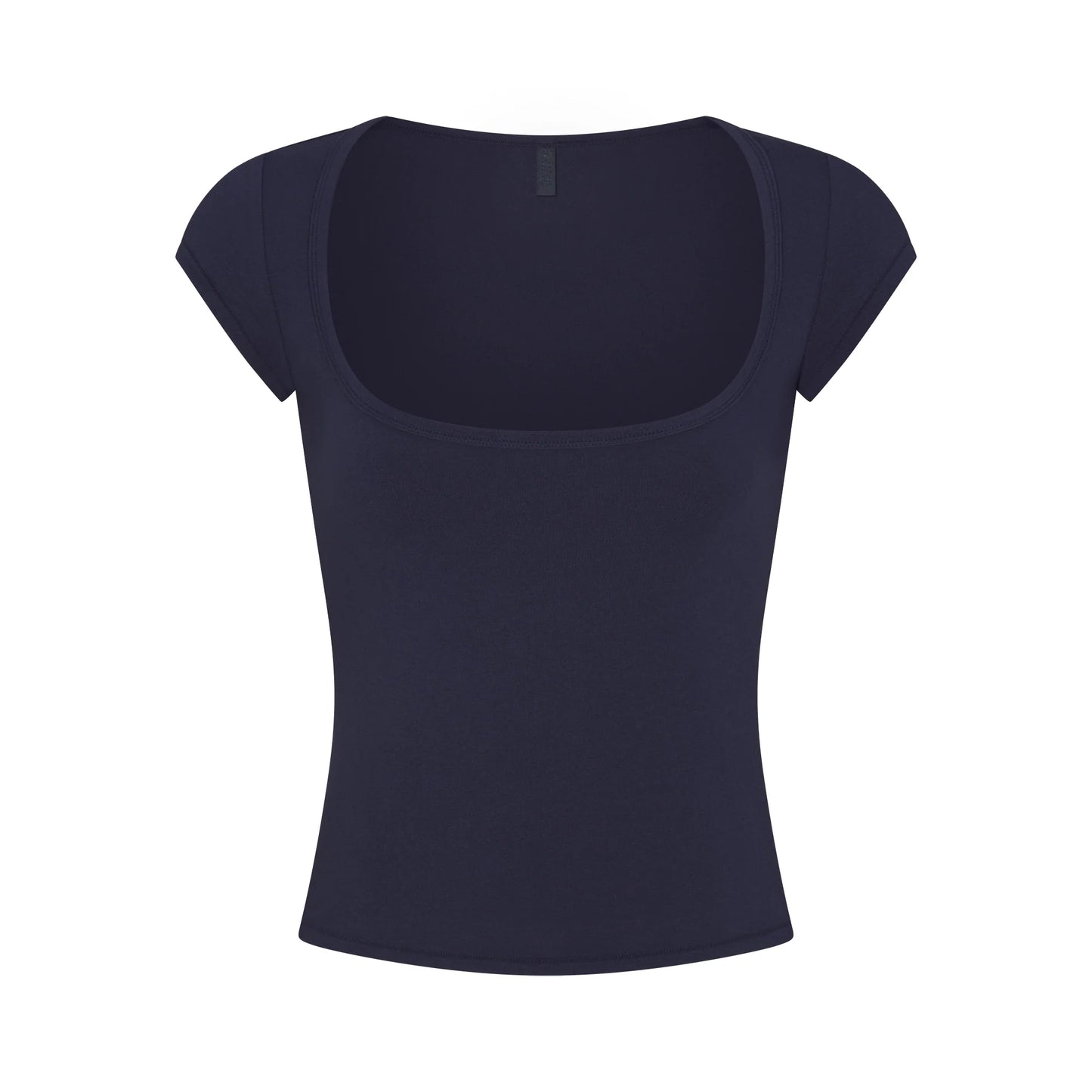 COTTON JERSEY SCOOP NECK T-SHIRT | NAVY