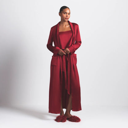 WOVEN SHINE LONG ROBE | BRICK