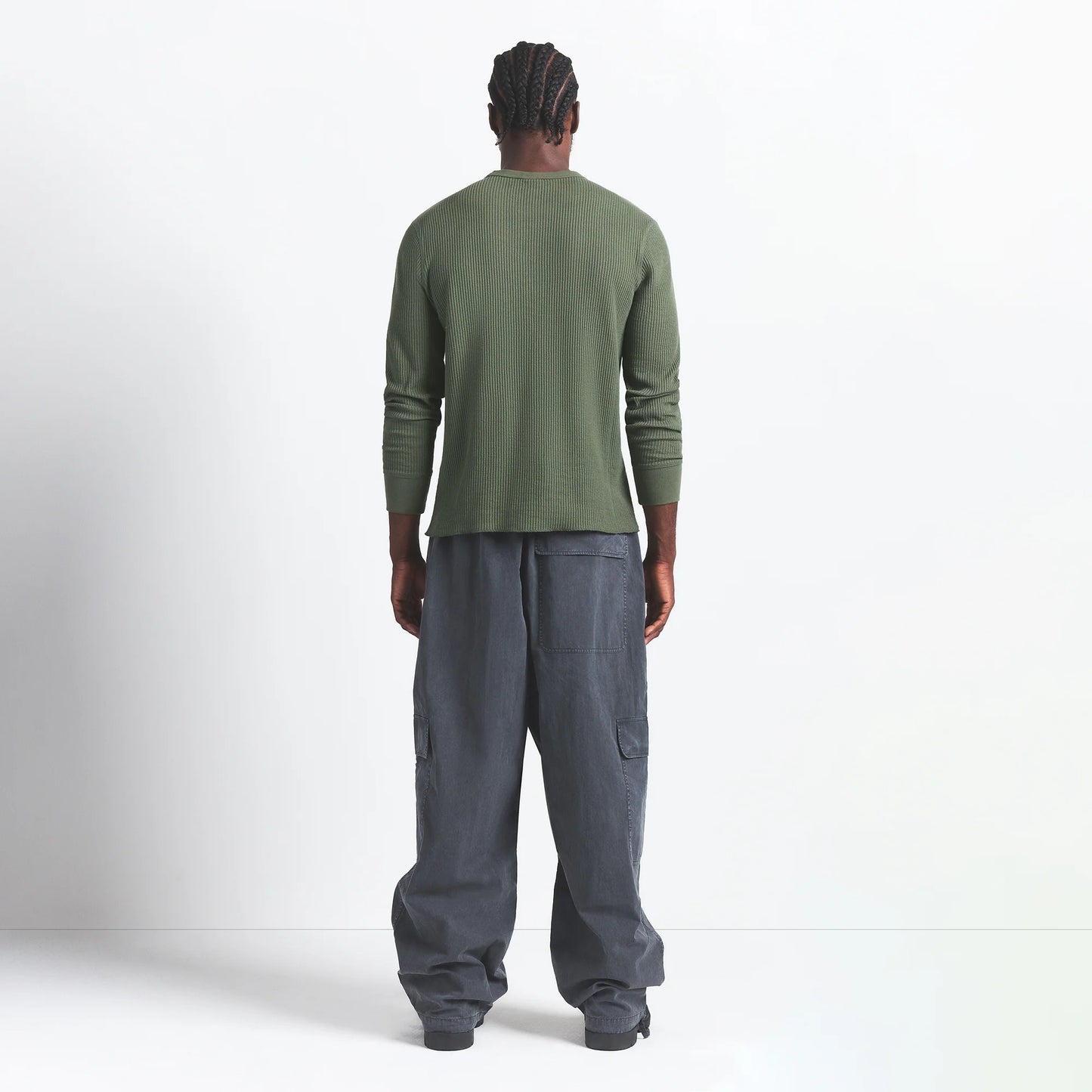 WAFFLE MENS LONG SLEEVE TOP | MILITARY GREEN