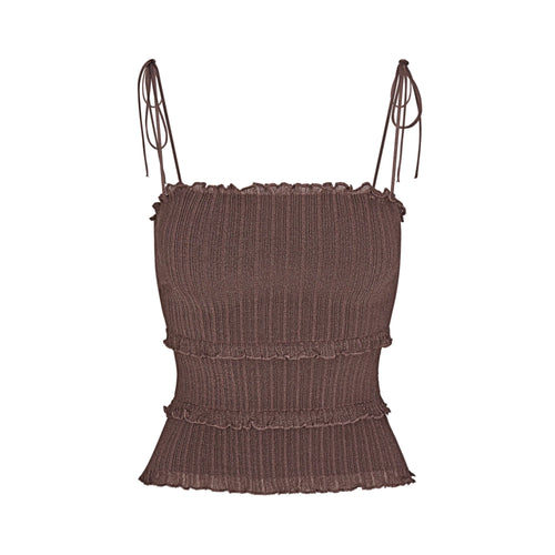 SHEER KNIT RUFFLE CAMI | AMETHYST