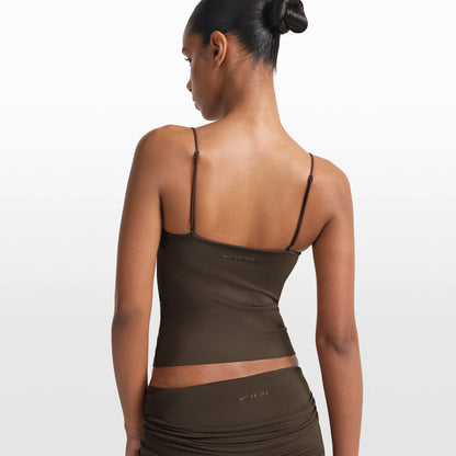 NikeSKIMS MATTE SHIRRED FRONT TANK | DARK SEPIA