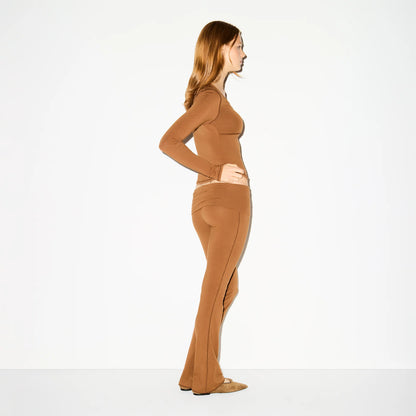 COTTON JERSEY FOLDOVER PANT | CHAI