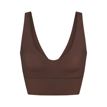 NikeSKIMS MATTE V-NECK BRA TOP | DARK SEPIA