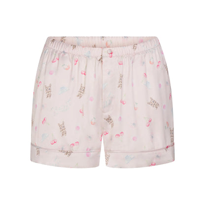 WOVEN SHINE SHORT SLEEP SET | BARELY PINK SNACK BAG