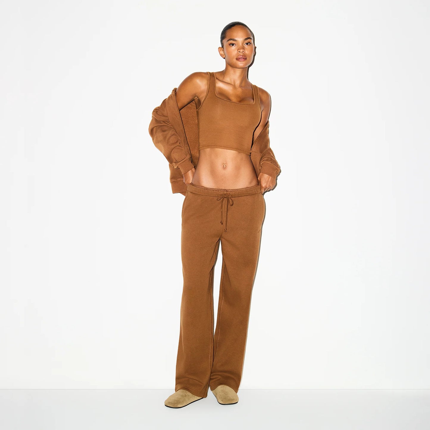 COTTON FLEECE CLASSIC STRAIGHT LEG PANT | BISON