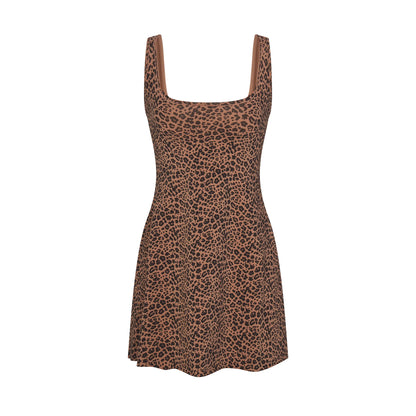 COTTON JERSEY MINI DRESS | SIENNA NATURAL LEOPARD