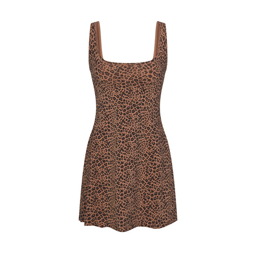 COTTON JERSEY MINI DRESS | SIENNA NATURAL LEOPARD