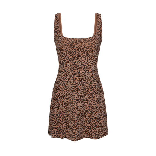 COTTON JERSEY MINI DRESS | SIENNA NATURAL LEOPARD