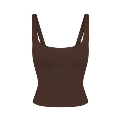 NikeSKIMS MATTE SQUARE NECK TANK | DARK SEPIA