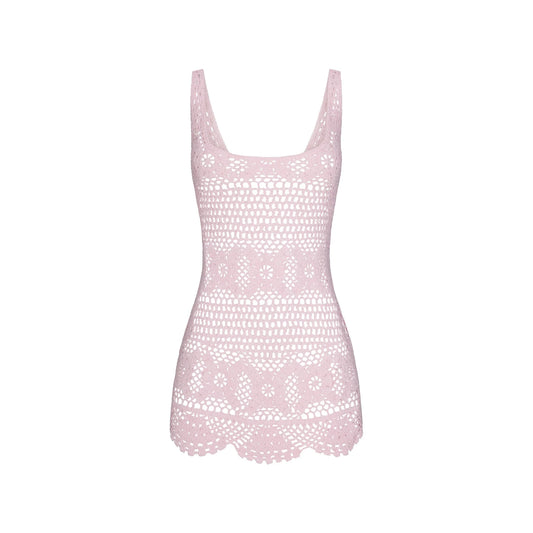 SWIM COVER-UPS CROCHET MINI TANK DRESS | CHERRY BLOSSOM