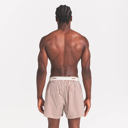 COTTON POPLIN MENS LOGO BAND BOXER | CINNAMON STONE STRIPE