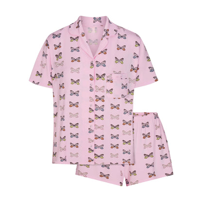 SKIMS SLEEP SHORT SLEEVE BUTTON UP SET | PEONY BUTTERFLY PRINT